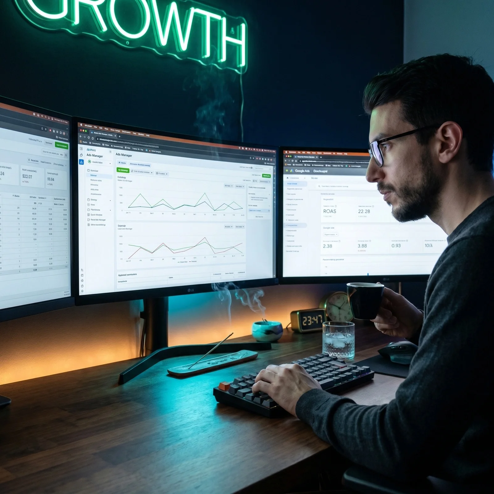 Matteo Coloru al lavoro su dashboard growth marketing