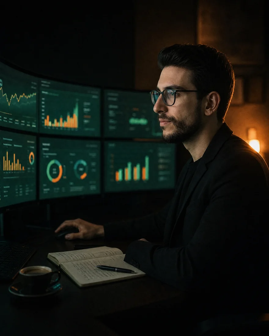 Matteo Coloru al lavoro sui numeri di un brand food